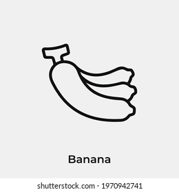 banana icon vector. Linear style sign for mobile concept and web design. banana symbol illustration. Pixel vector graphics - Vector.