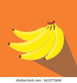 Banana icon vector in pastel orange color background with long shadow.