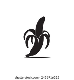 banana icon in white background. simple, flat banana silhouette 