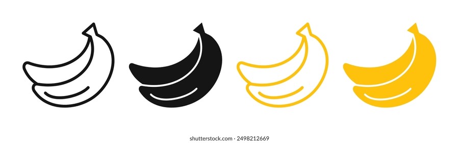 Banana Iconicon Vektorsammlung im skizzierten und soliden Stil