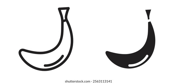 banana icons in black line and filled versions