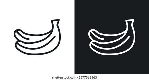 Banana icons in thin black and white stroke liner style