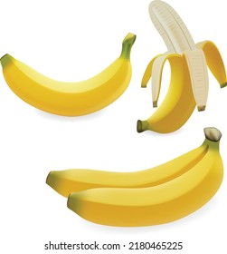 Banana icons. Vector illustration isolated on white background