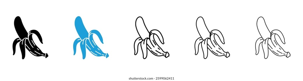 banana icons vector illustrations in black and blue colors for web and ui designs