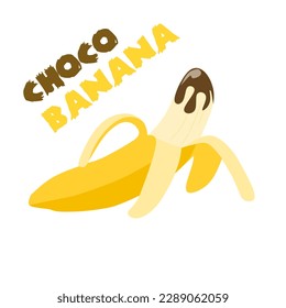 banana illustration, chocolate banana, banana illustration in white background