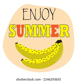 banana illustration. funny element. enjoy summer isolated. fruit background. fresh organic vegetarian. cute cartoon fruity.