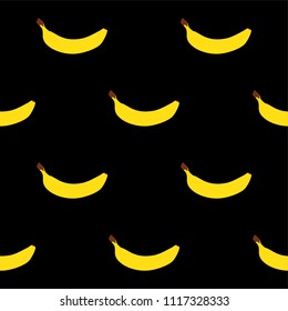 Banana illustration pattern with a black background