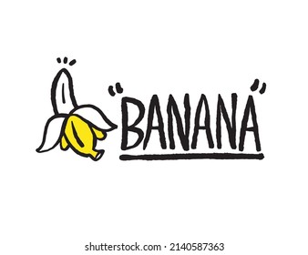 Banana illustrations - Hand drawn food ingredients, Banana - vector