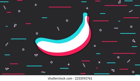 Banana. Banana industry. Exotic fruit. Tropics. Glitch background. Vector illustration