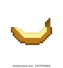 Banana isolated on white background. Vector illustration. Pixel art.