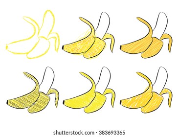 Banana isolated on the white background. Vector illustration.
