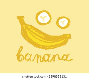 Banana isolated sign in vector for logo design creation, bananas food label, juice or cosmetics packaging, banner design. Color banana vector icon. Tropical fruit emblem. Banana insignia.