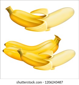 Banana isolated. Vector illustration Eps 10.vector high detail. Detailed realistic ripe fresh banana.