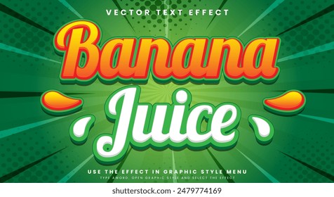 Banana Juice 3d editable text effect template suitable for fresh fruit theme