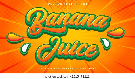 Banana Juice 3d editable text effect template suitable for Tropical Fruit theme