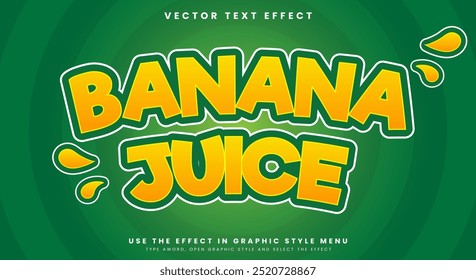 Suco de banana 3d editável modelo de efeito de texto adequado para tema de frutas tropicais