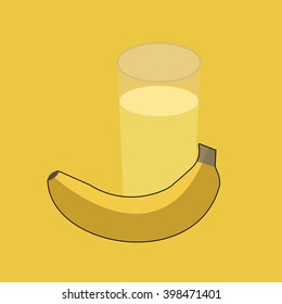 Banana juice with bananas isolated