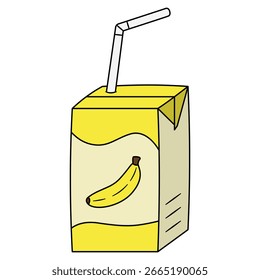 caixa de suco de banana com palha vetor ilustração