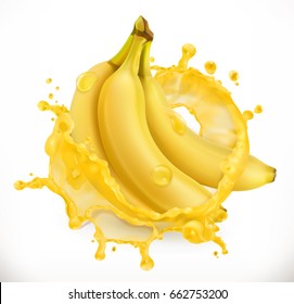 Banana Juice. Fresh Fruit, 3d Vector Icon