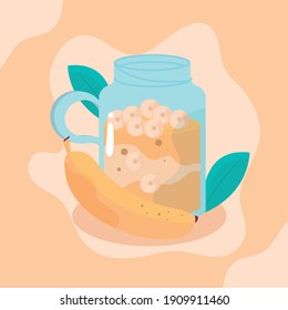 banana juice fresh fruit healthy meal vector illustration