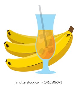 banana juice fresh tropical fruits vector illustration