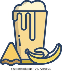 Banana juice linear color vector illustration