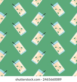 Banana Juice Smoothie Seamless Pattern