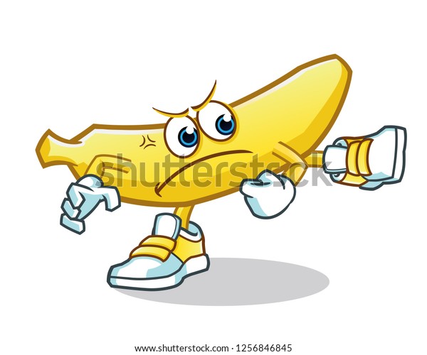 Banana Kicking Mascot Vector Cartoon Illustration Stock Vector (Royalty ...