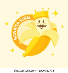 banana king brand logo with funny illustration use for food or cake business and market decoration 