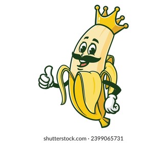 Banana King cartoon mascot illustration character vector clip art