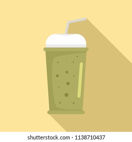 Banana kiwi smoothie icon. Flat illustration of banana kiwi smoothie vector icon for web design