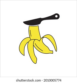 banana and knife icons symbol vector elements for infographic web