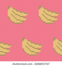 Patrón sin costuras de punto de plátano para el diseño de calcetines. Ilustración vectorial.