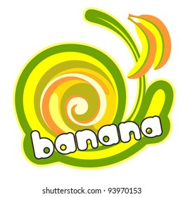 Banana label. Background for design of packing. Vector illustration.
