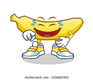 banana laughing loudly mascot vector cartoon illustration