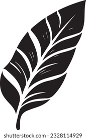 Hoja de plátano en blanco y negro, plantilla de vectores para cortar e imprimir