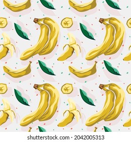 Bananen- und Blattkollektion - nahtloses Musterdesign