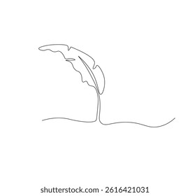 banana leaf continuous line drawing. banana leaf one line illustration