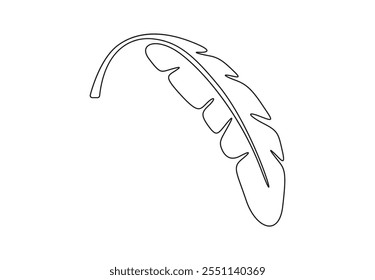 Banana leaf continuous one line drawing vector illustration