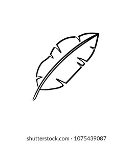 Banana leaf hand drawn vector outline doodle icon. Vector sketch illustration of banana leaf for print, web, mobile and infographics isolated on white background.