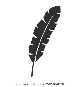 Banana leaf isolated on white background. Black banana leaf silhouette. Tropical tree. Vector illustration