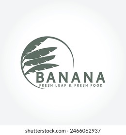 Bananenblatt-Logo, tropische Frucht Pflanze flache Silhouette Vorlage Illustration Design.