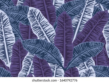 Banana leaf, Navy blue are seamless pattern. Use the cmyk color mode. 