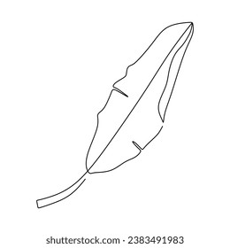 Dibujo de una línea de hoja de plátano. Concepto de arte natural. Ilustración vectorial aislada. Diseño minimalista a mano.