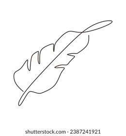 Banana leaf one line drawing. Vector illustration isolated. Minimalist design handdrawn.
