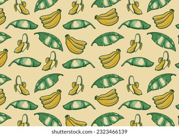 Banana leaf pattern design graphic for shirt, wallpaper, background, sticker, and another visual purpose. Vector illustration design.