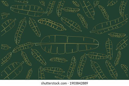 Banana leaf pattern on green background.