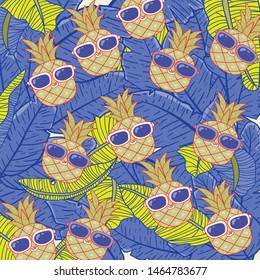 Banana Leaf and Pineapple Patern Illustration