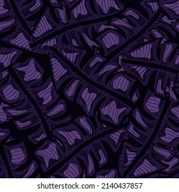 Patrón de hojas de plátano tropical sin costuras. La jungla deja el fondo. Textura de diseño exótico dibujada a mano repetida para impresión, tela, papel envolvente, moda, interior, papel pintado, tejido.Ilustración vectorial