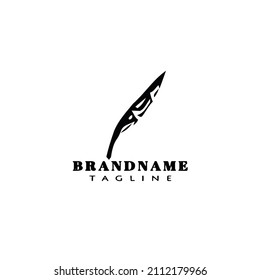 banana leaves cartoon logo icon design template black modern illustration